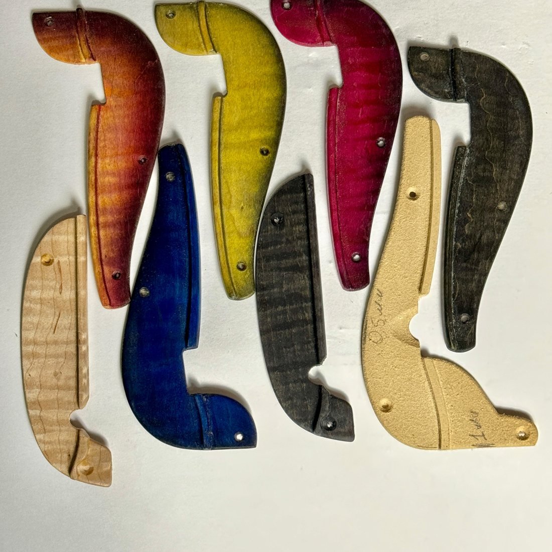 Woodcraft flame maple thumb rests in several finishes