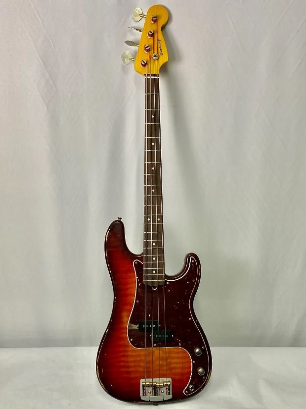 PB4 P-Bass Style Flame-Maple Top 4-String Bass 34" Scale - Image 2