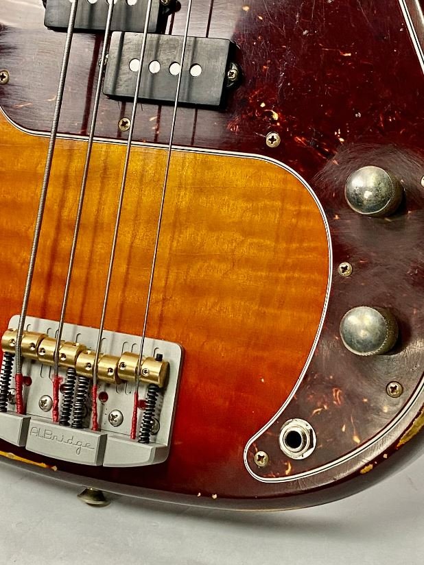 PB4 P-Bass Style Flame-Maple Top 4-String Bass 34" Scale - Image 4