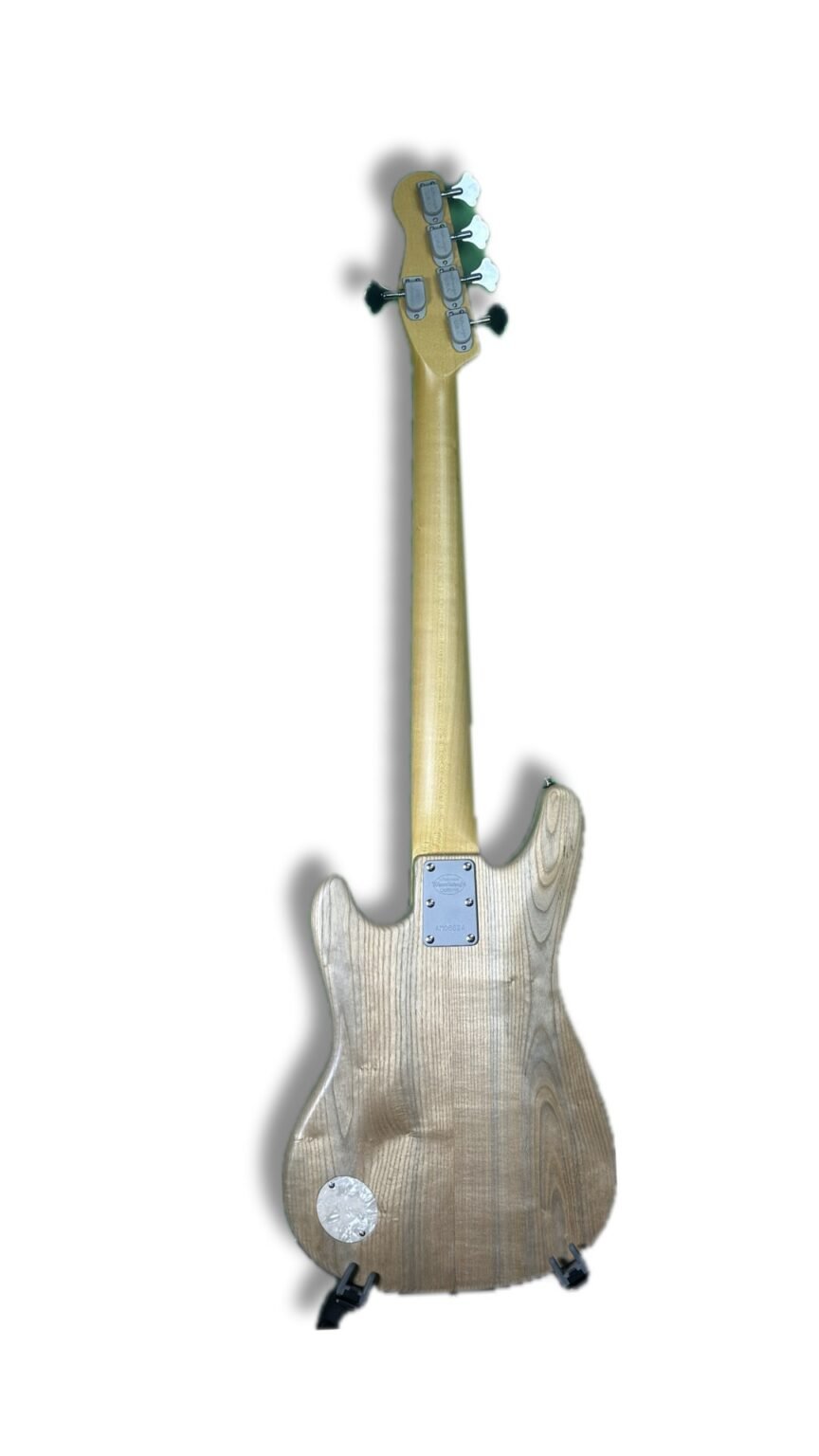 Ampmaster 5 String Dual Pickup Short scale 30" Electric Bass Guitar – Gloss Green Burst Flame Maple top - Gloss Green Burst, Flame Maple Top - Image 6