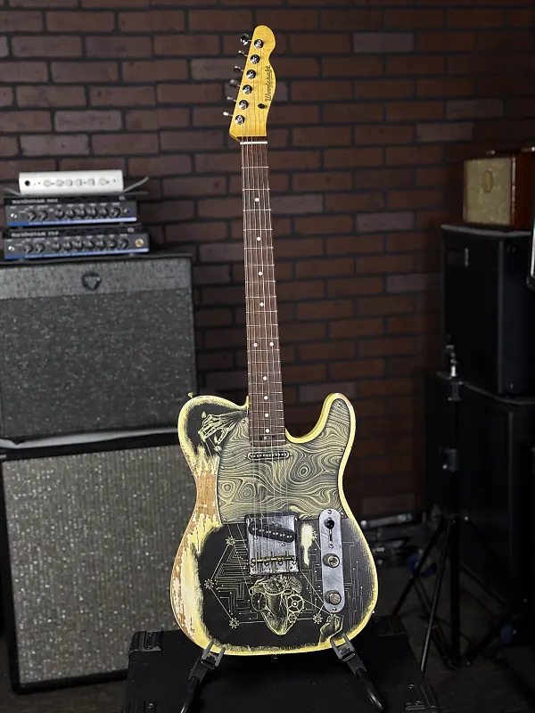 Tele "Covid 19" Custom paintWoodcraft Electric Guitars Custom Hand-Painted (Dail-Tribute) T-Caster Electric Guitar - Tele “Covid 19” Custom Paint - Image 9