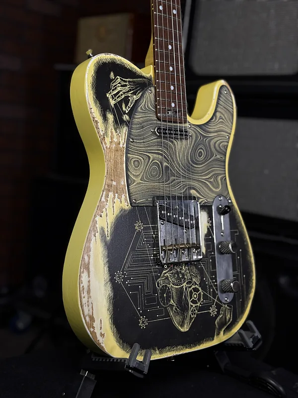Tele "Covid 19" Custom paintWoodcraft Electric Guitars Custom Hand-Painted (Dail-Tribute) T-Caster Electric Guitar - Tele “Covid 19” Custom Paint - Image 8