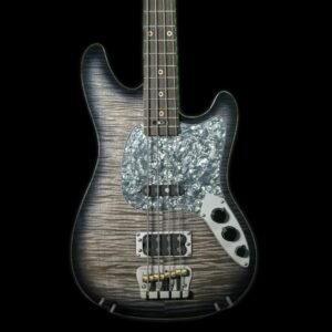 Ampmaster 4 String Dual Pickup Shortscale 30" Electric Bass Guitar Gloss Charcoal Burst Flame Maple top - Gloss Charcoal Burst, Flame Maple Top