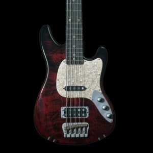 Ampmaster 5 String Dual Pickup Short scale 30" Electric Bass Guitar Dark Fire Gloss
