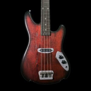 Ampmaster 4 String Short Scale 30" Dual Pickup Electric Bass Guitar – Satin Nitro Burgundy Burst