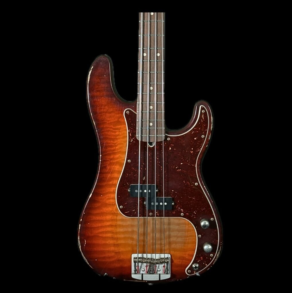 PB4 P-Bass Style Flame-Maple Top 4-String Bass 34" Scale