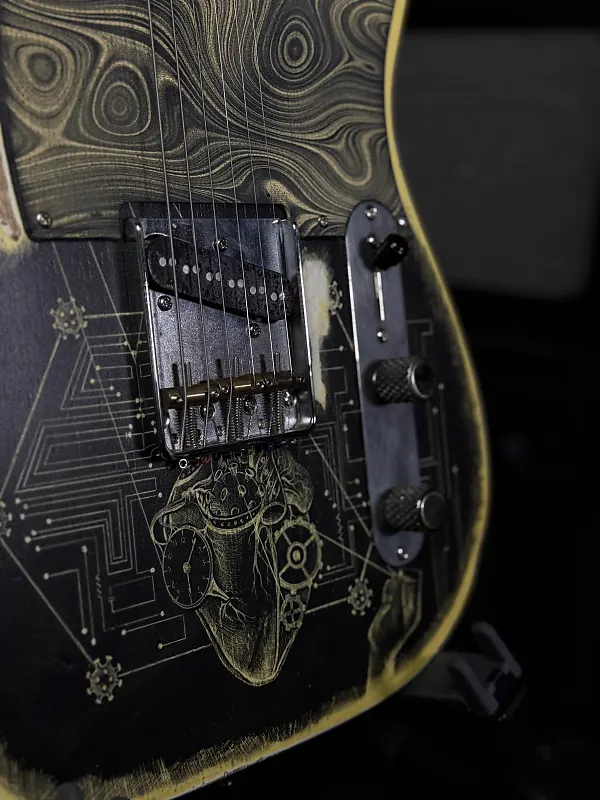 Tele "Covid 19" Custom paintWoodcraft Electric Guitars Custom Hand-Painted (Dail-Tribute) T-Caster Electric Guitar - Tele “Covid 19” Custom Paint - Image 6